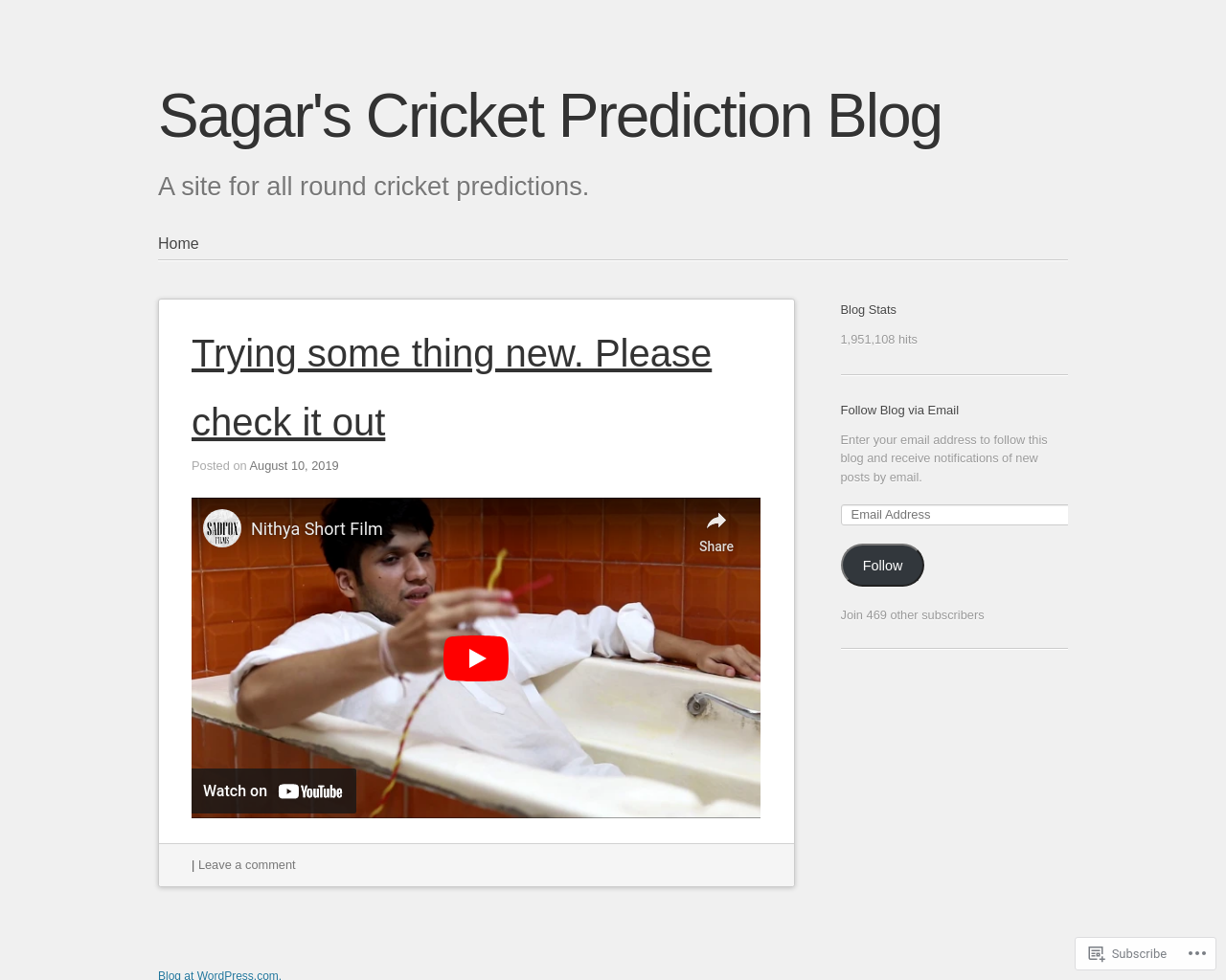 Sagar's Cricket Prediction Blog