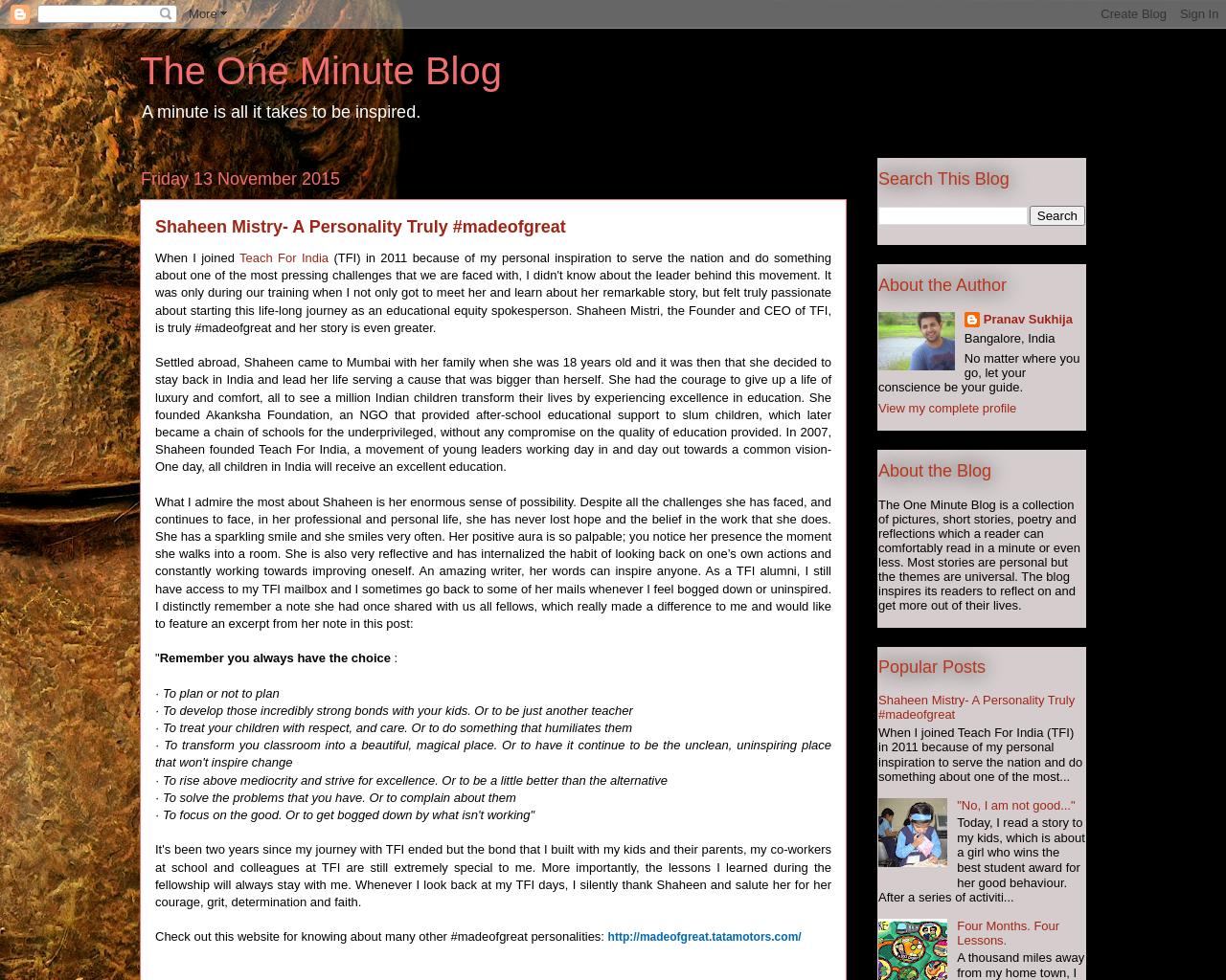The One Minute Blog