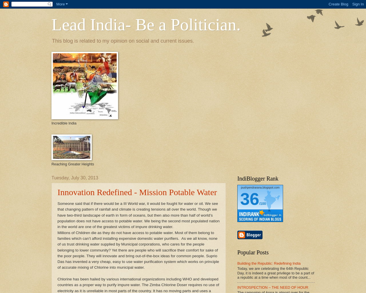 Lead India - Be a Politician