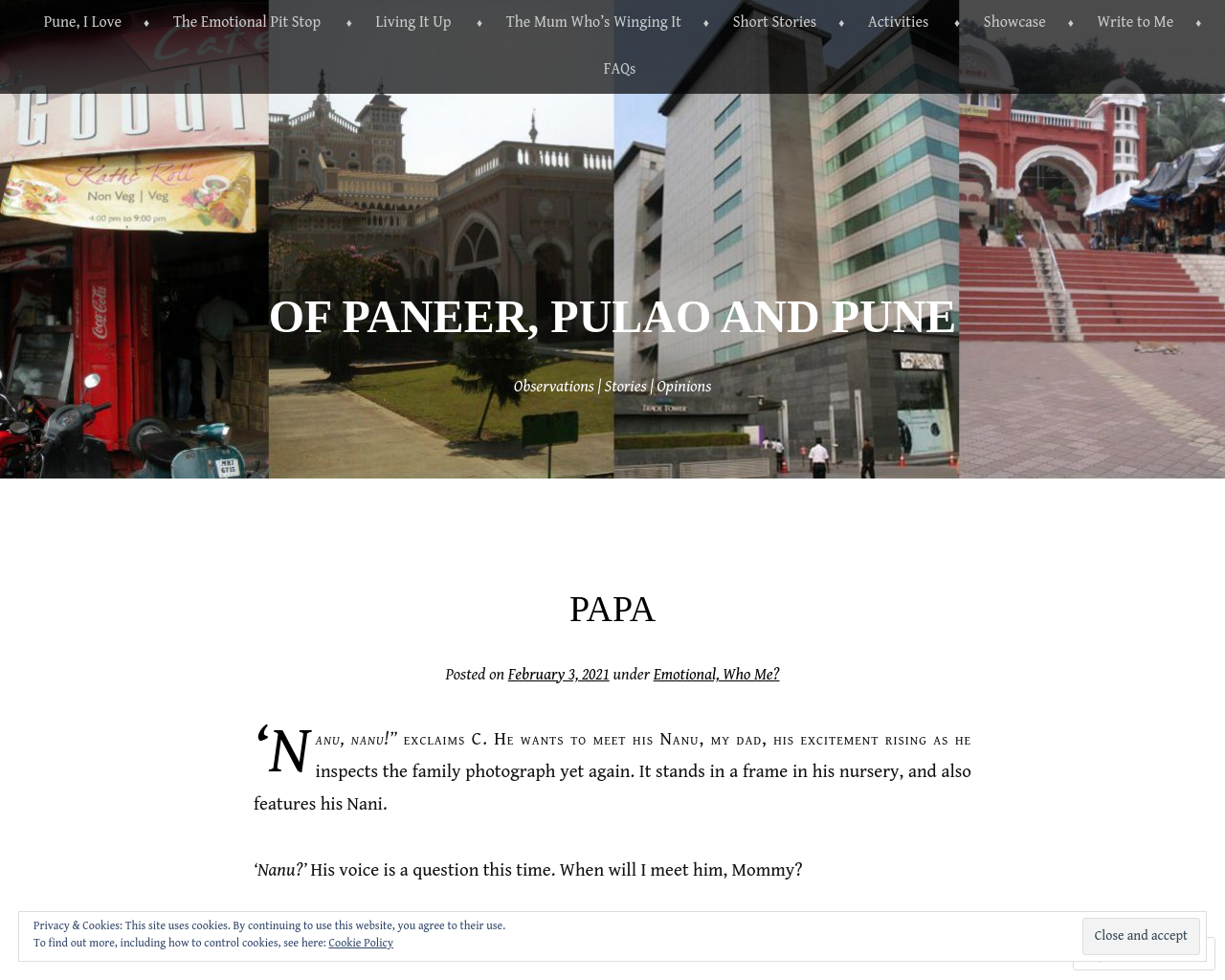 Of Paneer, Pulao and Pune