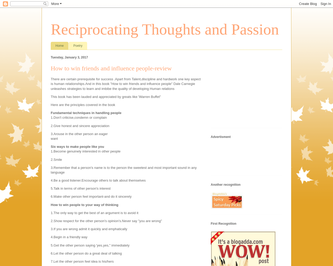 Reciprocating Thoughts and Passion