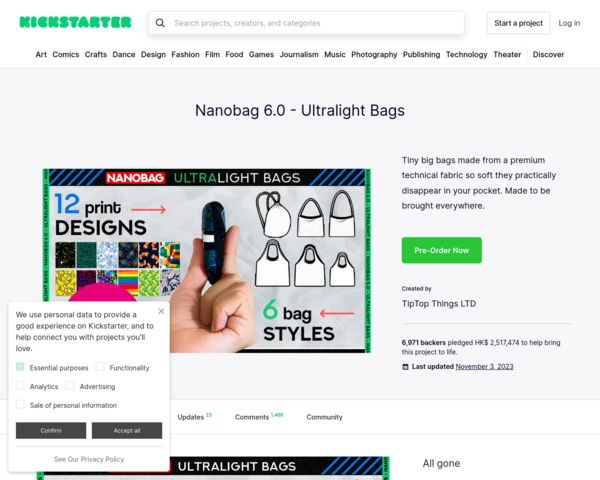 https://www.kickstarter.com/projects/tiptopthings/nanobag-60-ultralight-bags