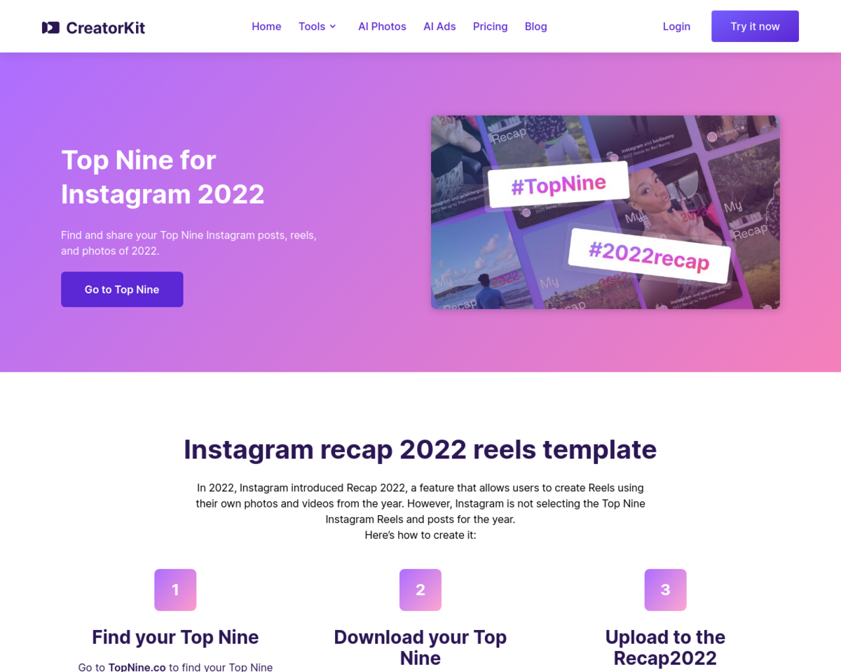 Top Nine for Instagram 2020: Find and share your top nine Instagram posts  of 2020