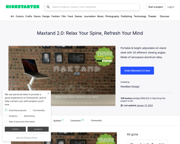 https://www.kickstarter.com/projects/theridgestand/maxtand-20-relax-your-spine-refresh-your-mind