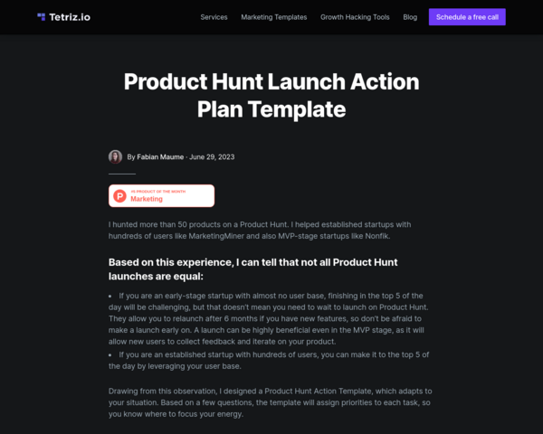https://www.tetriz.io/blog/product-hunt-launch-template/